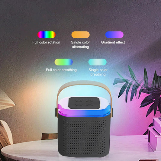 12669 Wireless Speaker Microphone Set Rgb Light Support Memory Card Portablekaraoke Machine Perfect For Travel Tv