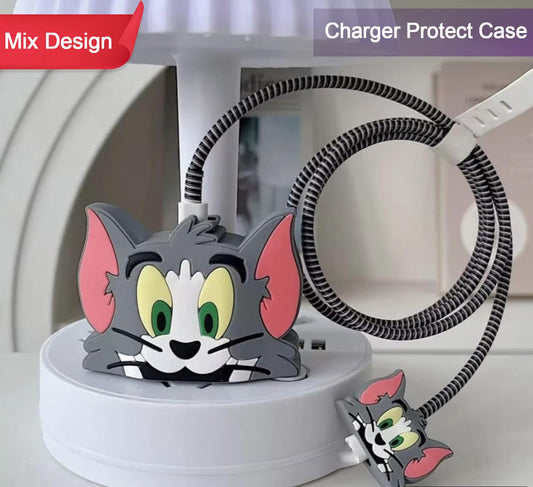 Cartoon Character Silicon Charger Case Cover For Ip 18-20w (Mix Design  1 Pc)