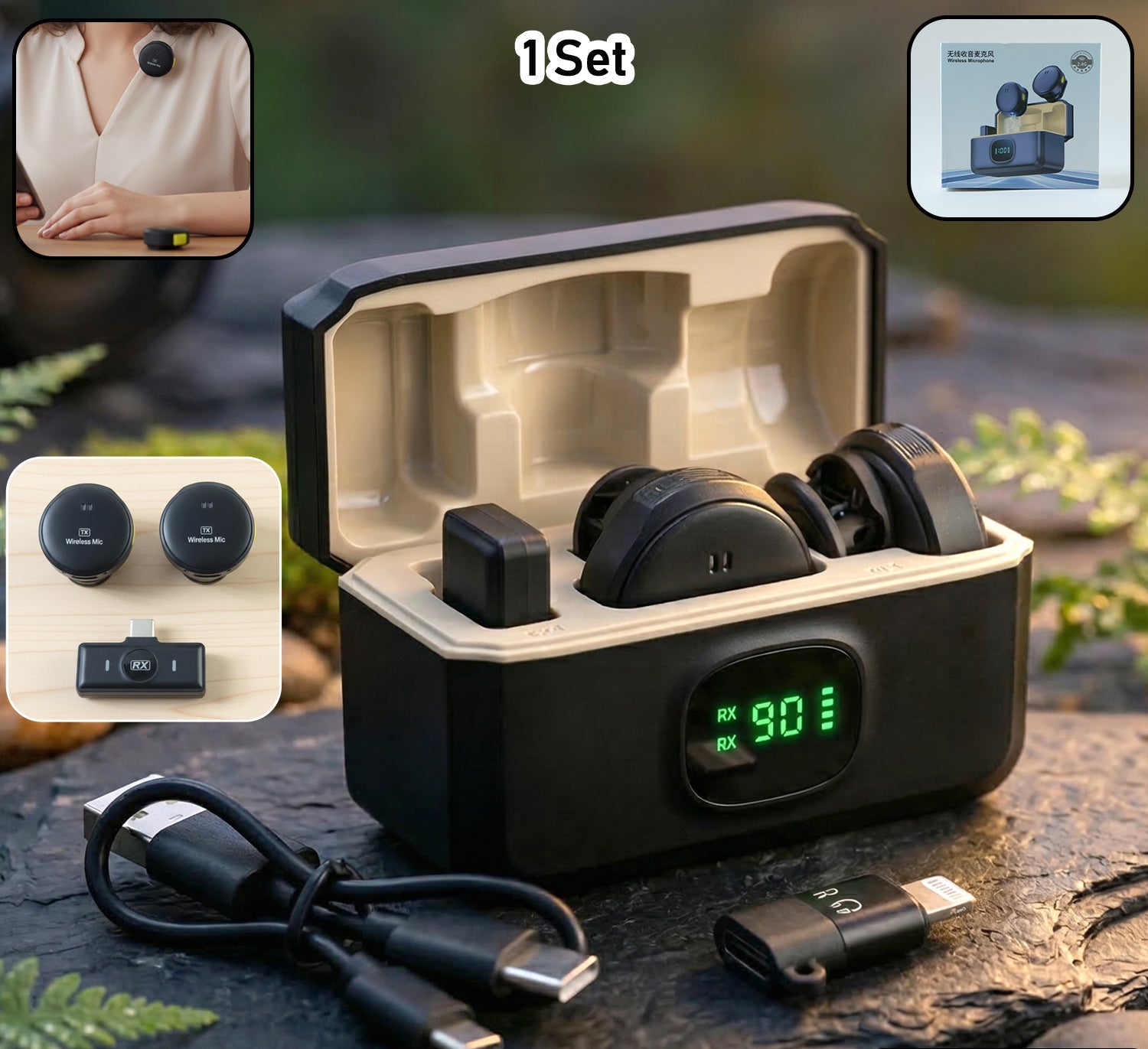 Premium Wireless Lavalier Microphone Set (1 Set)