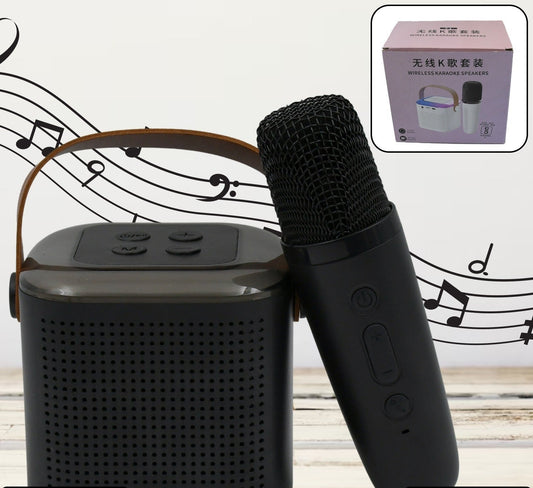 12669 Wireless Speaker Microphone Set Rgb Light Support Memory Card Portablekaraoke Machine Perfect  For Travel Tv